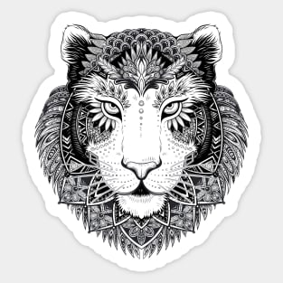 Black and White Vintage Tiger Head Sticker